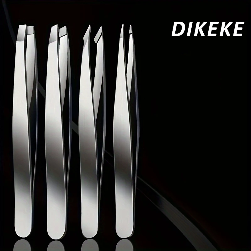 

DIKEKE 2/4pcs Silvery Professional Tweezers Set Perfect For Eyebrow Hair Removal, Splinter Ingrown Hair Removal For Men & Women