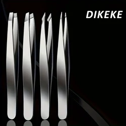 DIKEKE 2/4pcs Silvery Professional Tweezers Set Perfect For Eyebrow Hair Removal, Splinter Ingrown Hair Removal For Men & Women