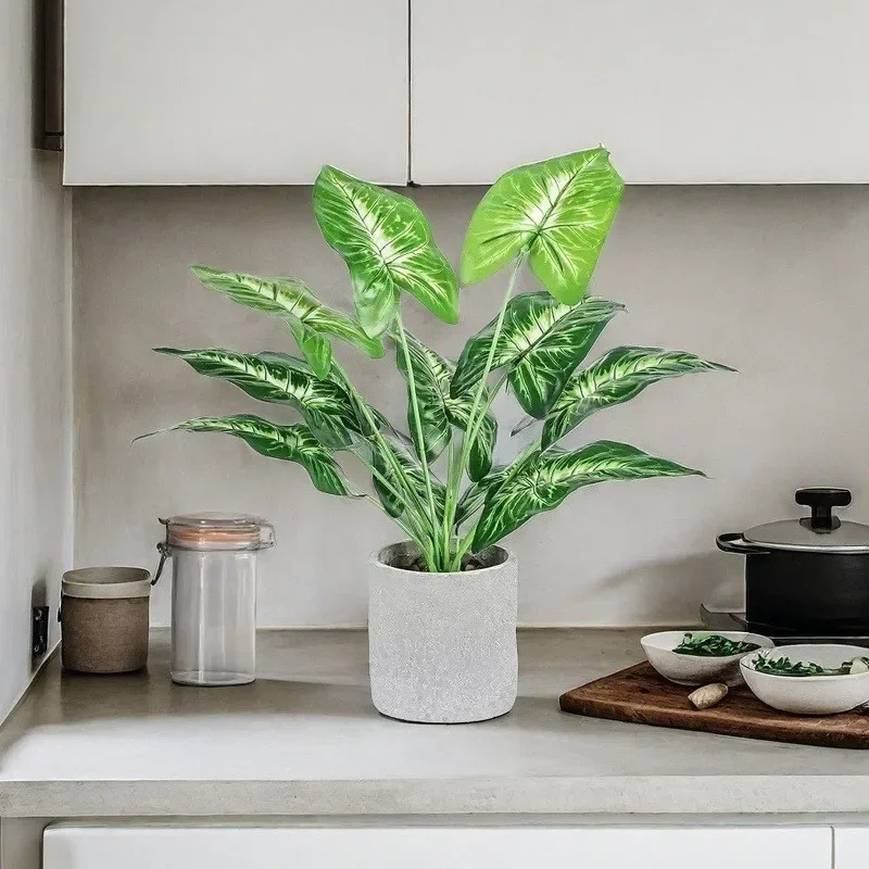 Small Fake Plant Calla Lily Apple Leaf Artificial Pot Fake Plant, Suitable for Office Table Shelves Bathroom Home Decoration