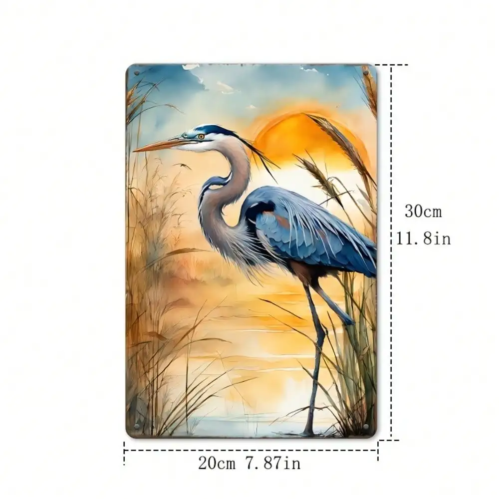 Vintage Metal Iron Sign Wall Decor Heron Retro Plaque Art 20x30CM(8x12 Inch)
