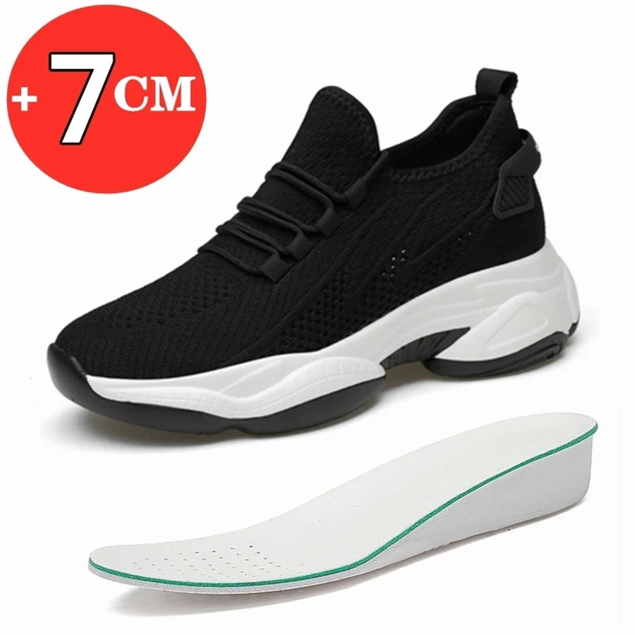 Summer Breathable Sneakers Men Elevator Shoes Height Increase  For Men Casual Insole 7cm Sport Shoes Man Shoes Taller