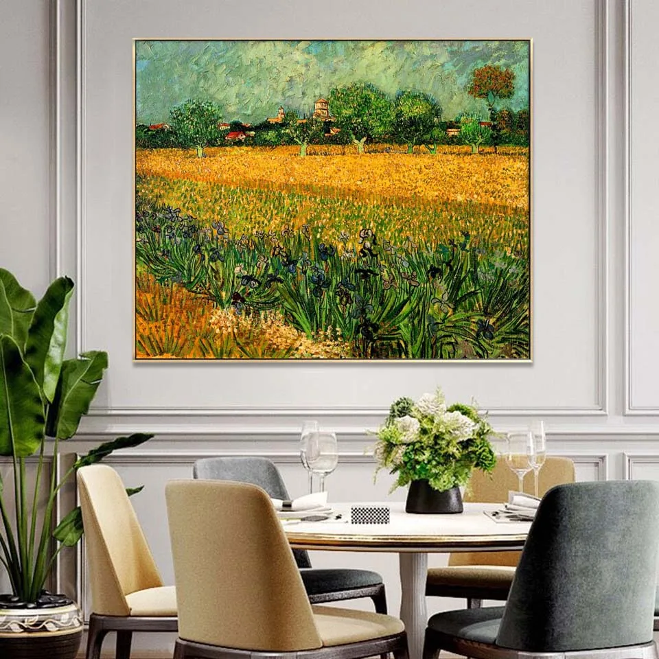 Vincent van Gogh artwork,View of Arles with Irises in the Foreground,Handpainted landscape painting on canvas Decor luxury home