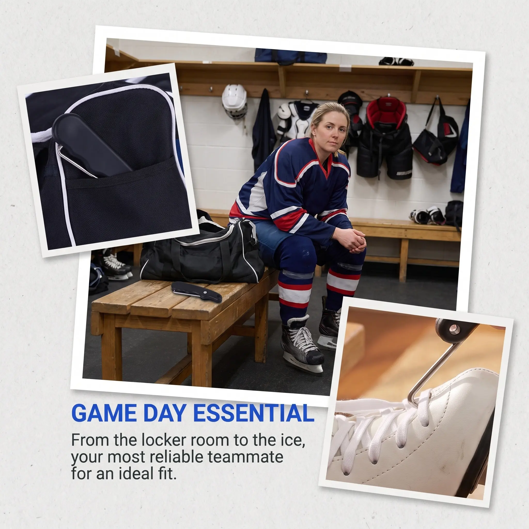 Stainless Steel Folding Ice Hockey Skate Lace Tightener – Portable Professional Skating Tool
