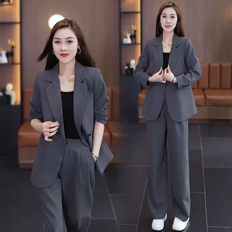 Conjunto de dos piezas para mujer, traje profesional elegante y a la moda, traje informal coreano, pantalones de otoño, 2024