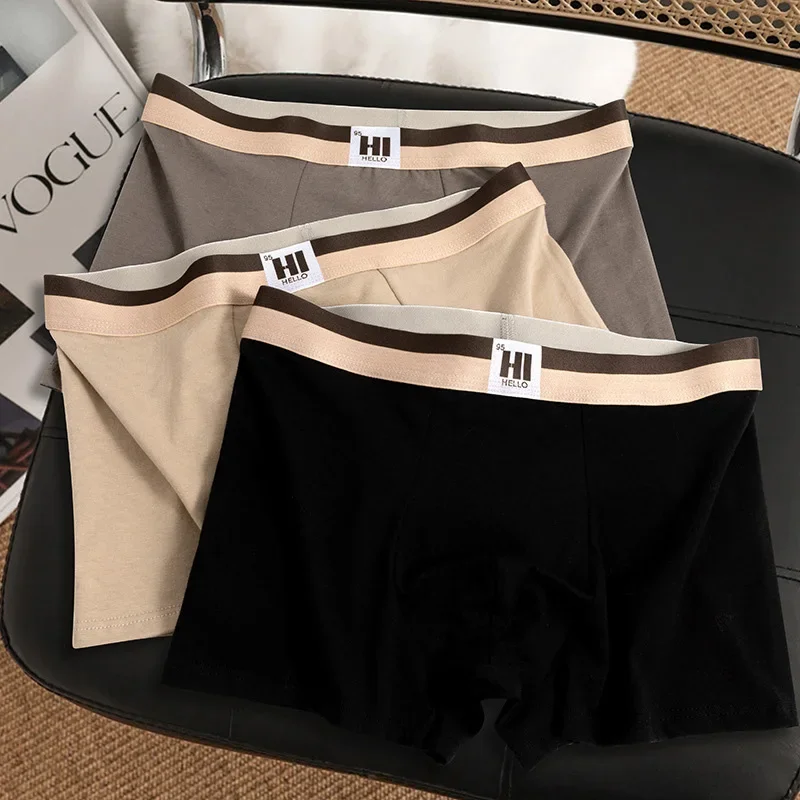 3PCS cotton men's underwear comfortable breathable underwear sports casual simple fashion men's flat Angle underwear