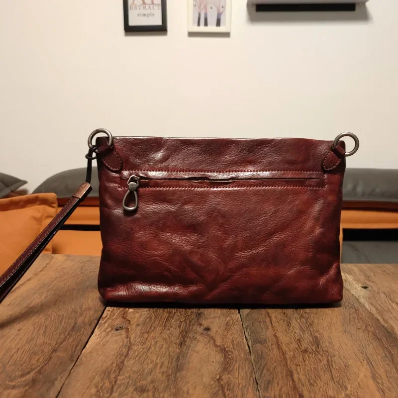 Vegetable tanned leather large capacity genuine leather soft first layer cowhide messenger bag