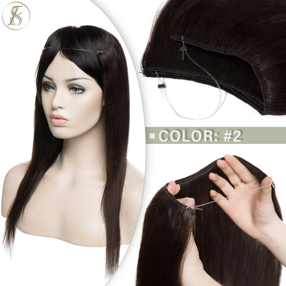 TESS Natürliche Haar Extensions Bundles Menschliches Haar 16-24inch 60g-80g Draht In Haar Extensions gerade Haarteil Unsichtbare Fisch Linie – Detail 9