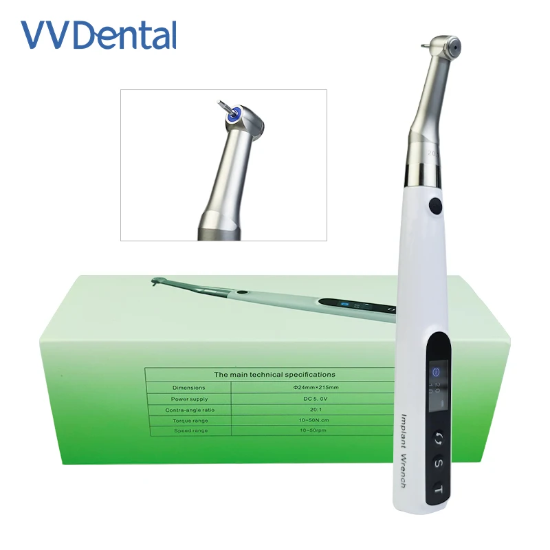 Dental Implant Torque Wrench Handpiece VV Dental Wireless Rechargeable TFT Display With 16 File Clips For Dentist Implant Office