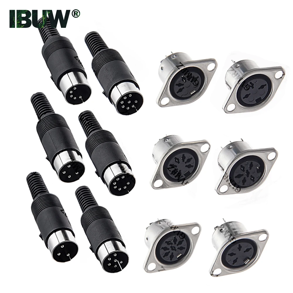 2PCS/lot 3P 4P Panel Mount 5P 6P Male Female Jack DIN Adapter 3/4/5/6/7/8PIN MIDI Cable Connector