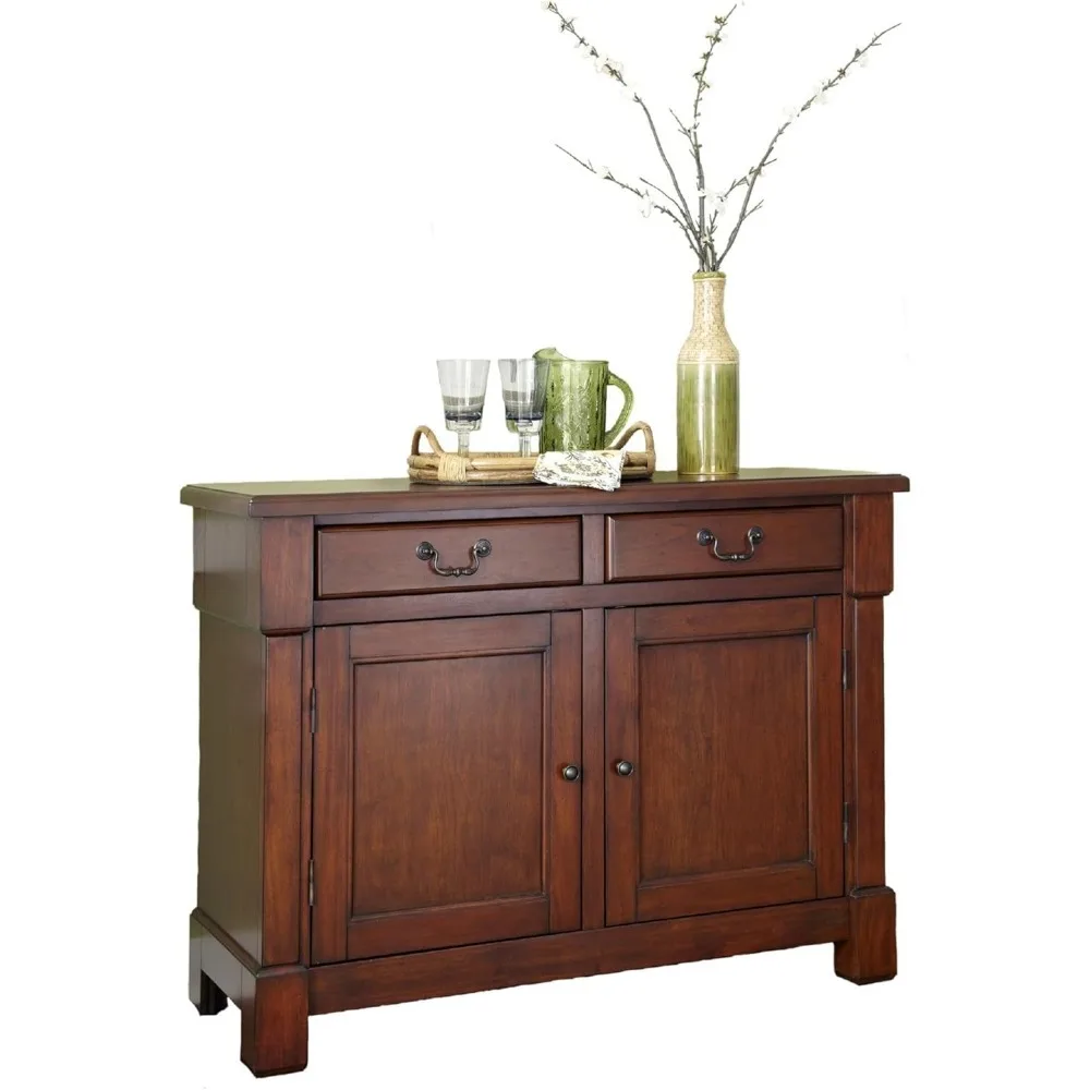 Buffet with Storage and Felt Lined Drawers, 48 Inches Wide by 36 Inches High, Rustic Cherry