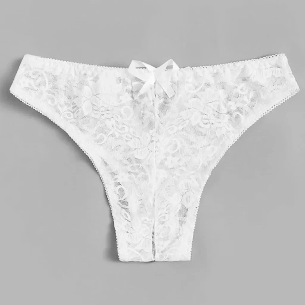 Women\'s Sexy Panties Open Crotch Transparent Lace Bowknot G-string Thong Female Lingerie for Sex Underwear Erotic Pantys