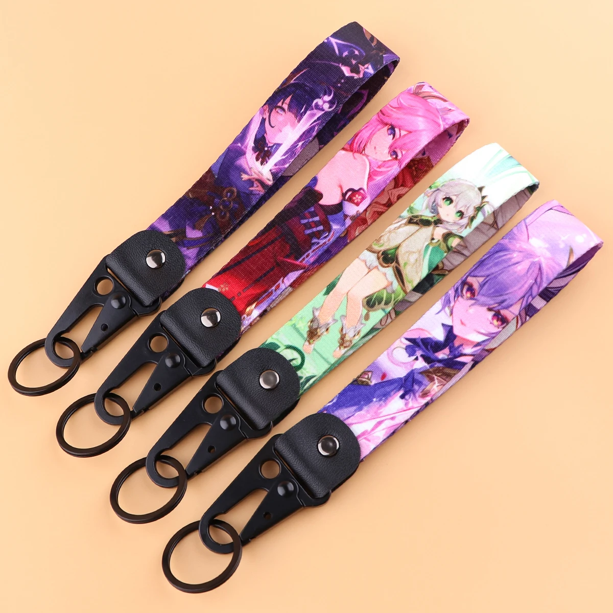 Anime Game Yae Miko Short Phone Rope Wrist Strap Lanyard Bracelet Key Ring Car Motorcycle Keychain Accessories