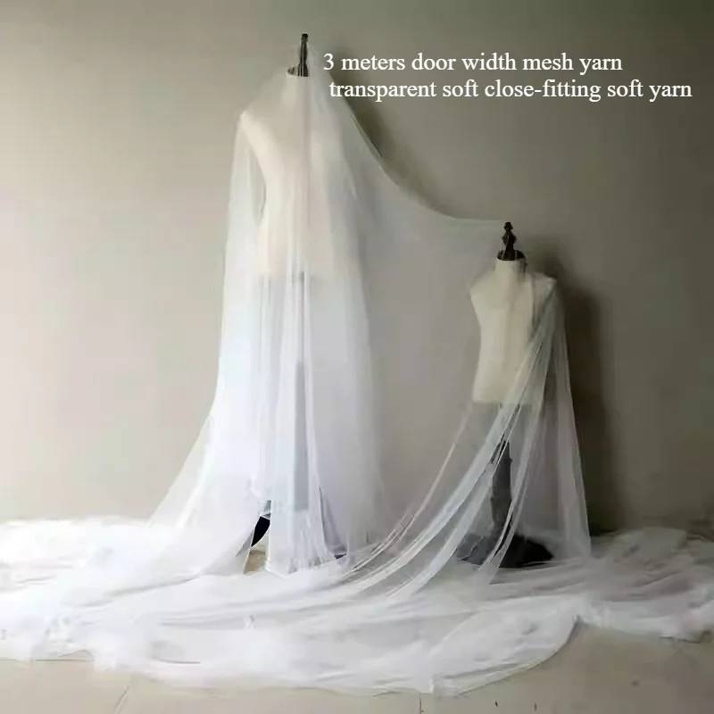 300cm Width High Quality Encryption Soft Mesh Fabric for Bridal Wedding Dress, Tulle Fabric, Widening, Wedding Scene Decoration