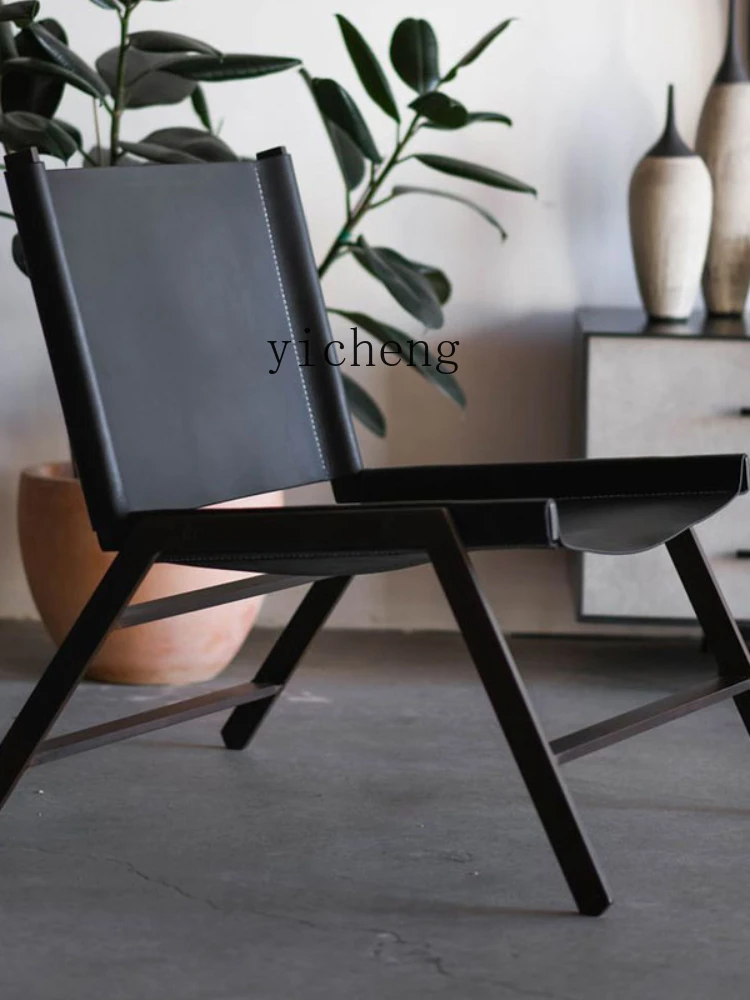 

Single-Seat Sofa Chair Wrought Iron Light Luxury Chair Leather Leisure Chair Balcony Recliner