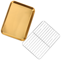 Oil Draining Tray 23x17cm Stainless Steel BBQ Snacks Desserts Fried Food Holder Mesh Rack Pan Coolant Kitchen Barware