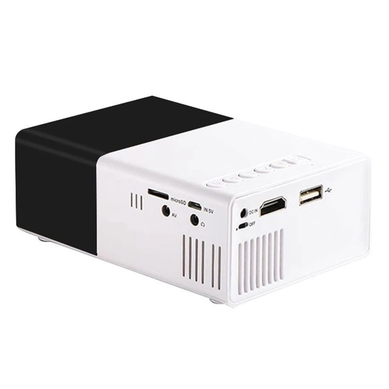 School Season Multi-Functional Classroom Mini Projector Easy Carrying With US Plug,Black-White