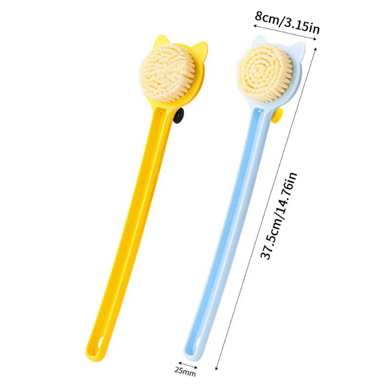 Cepillo de baño de mango largo de dibujos animados, masajeador exfoliante corporal suave, depurador de ducha, cepillo de limpieza corporal, accesorios de baño exfoliantes
