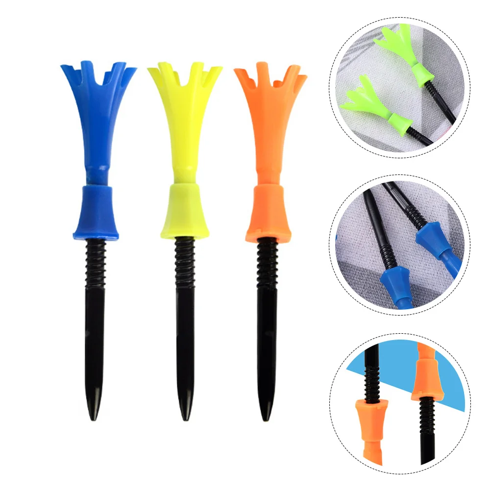 

3pcs Golf Tees Elastic Ball Tee Long Durable Plastic Tees For Men Low Resistance Training Supplies Compact Bright Easy Carry