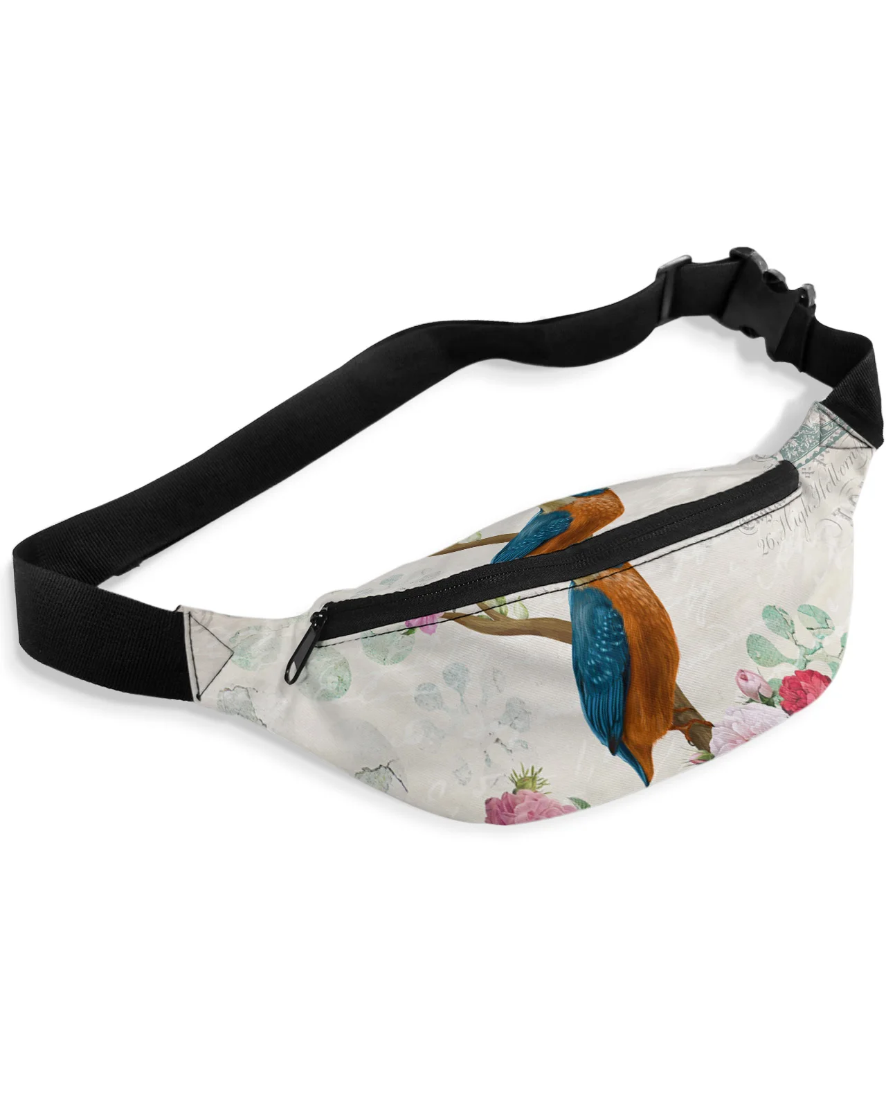 Vintage Flowers And Birds Men Women Waist Bag Fanny Pack Purse Large Phone Belt Bag Wallet Pouch Waterproof Banana Hip Bags