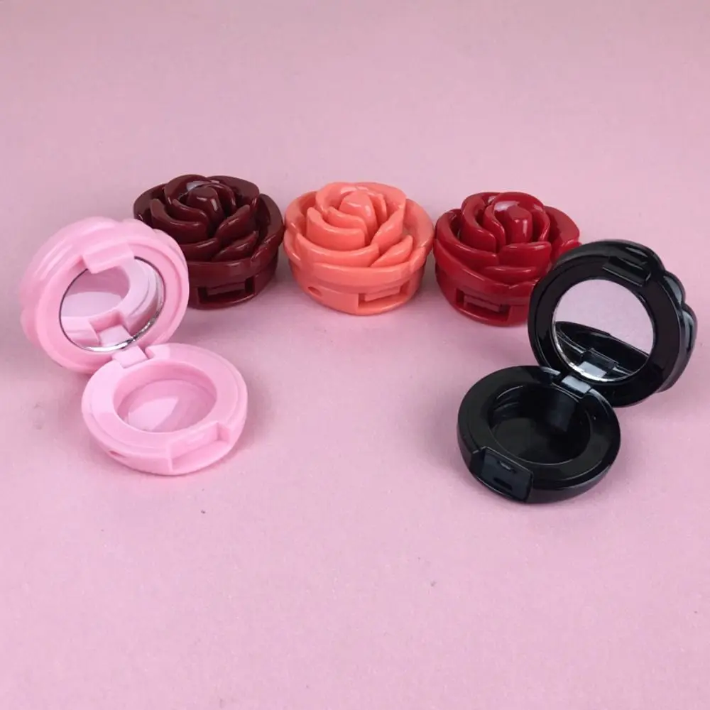 

Small Mirror Eyeshadow Container Compact 3D Rose Cosmetic Lip Balm Container Eyeshadow Bottle Refillable Bottle