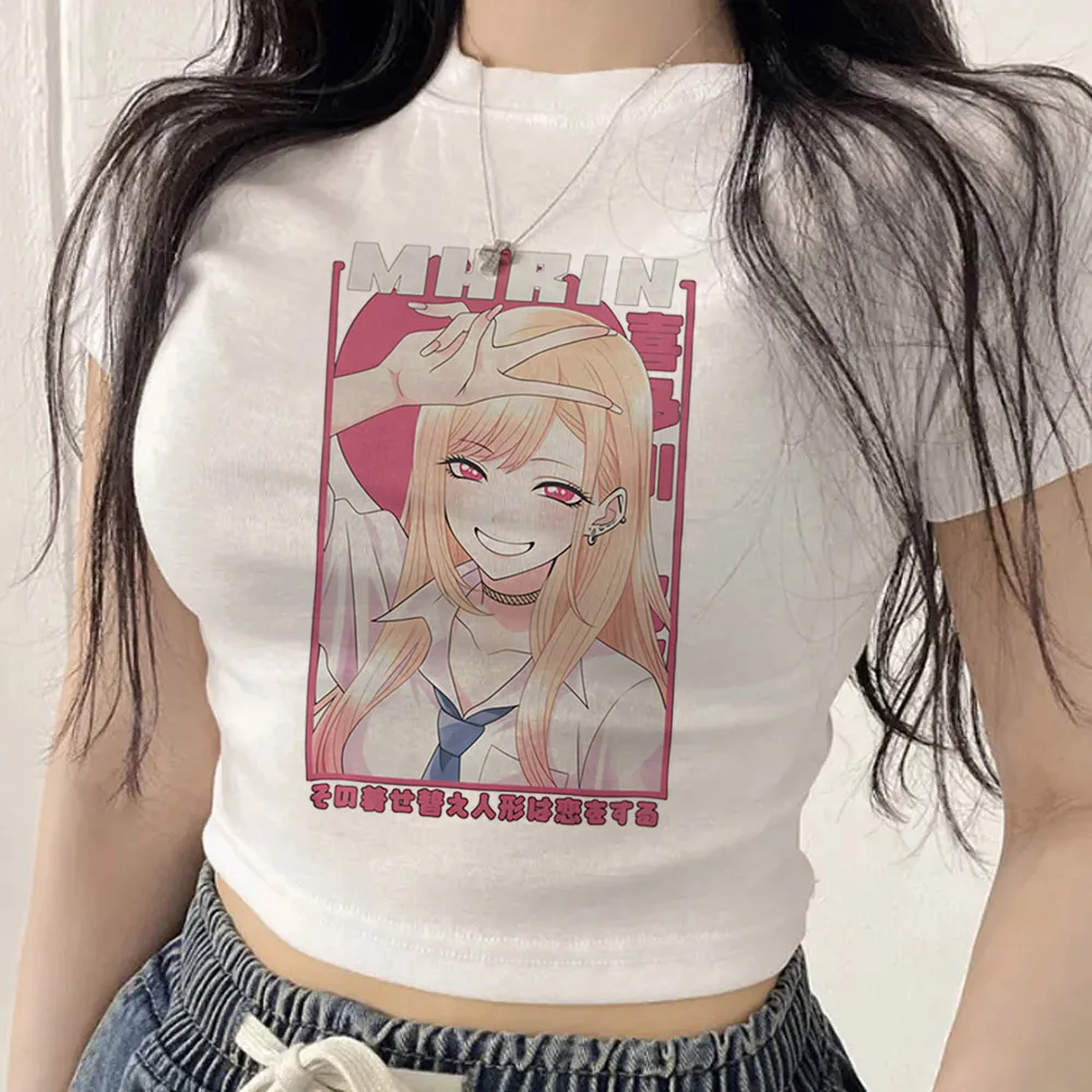 Marin Kitagawa cropped top female 2000s y2k scene  emo streetwear t shirt clearance sales graphic japanese kawaii