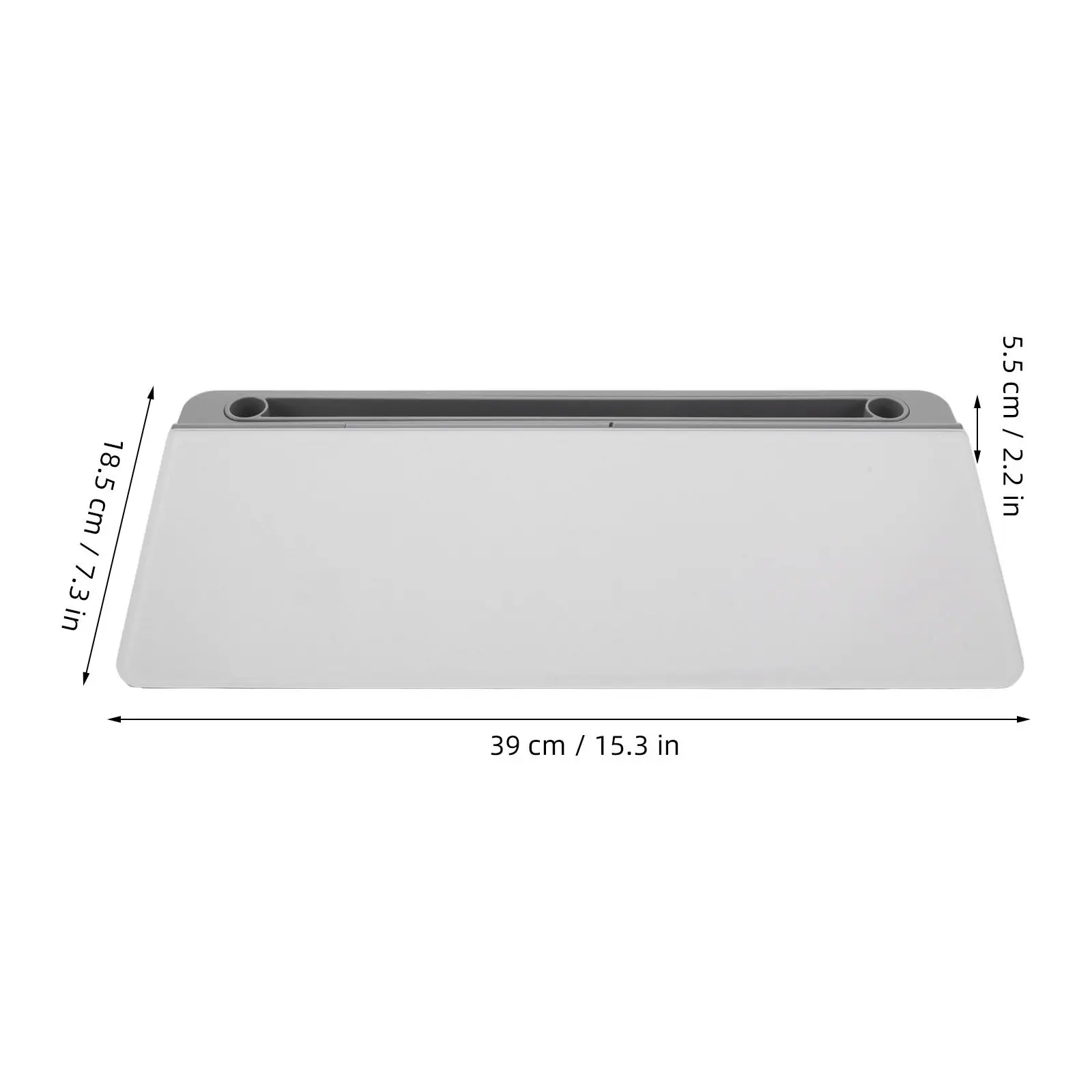 15x7 Inch Light Grey Glass Desktop Memo Pad Dry Erase Whiteboard Scribble Pad with Tray Keyboard Stand Storage for Erasable