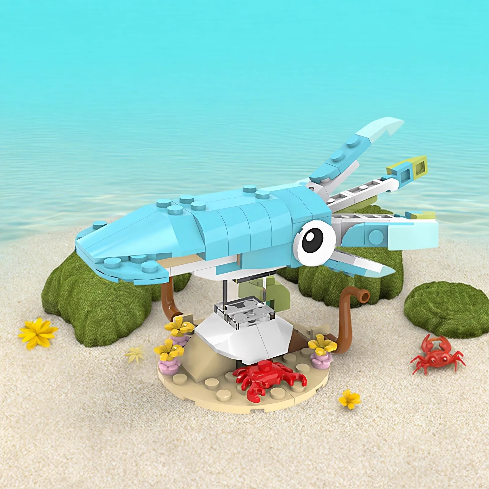 MOC Creative Design Marine Biology Series Cute Squid Building Blocks DIY Children's Puzzle Assembly Toys Birthday Gift Ornament