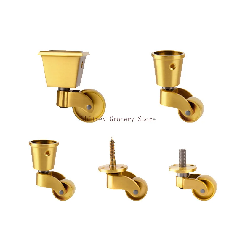 Brass Casters Furniture Legs  Table and Chair Foot Pads Universal Wheel Portable Metal Roller Rubber Wheel Furniture Wheels