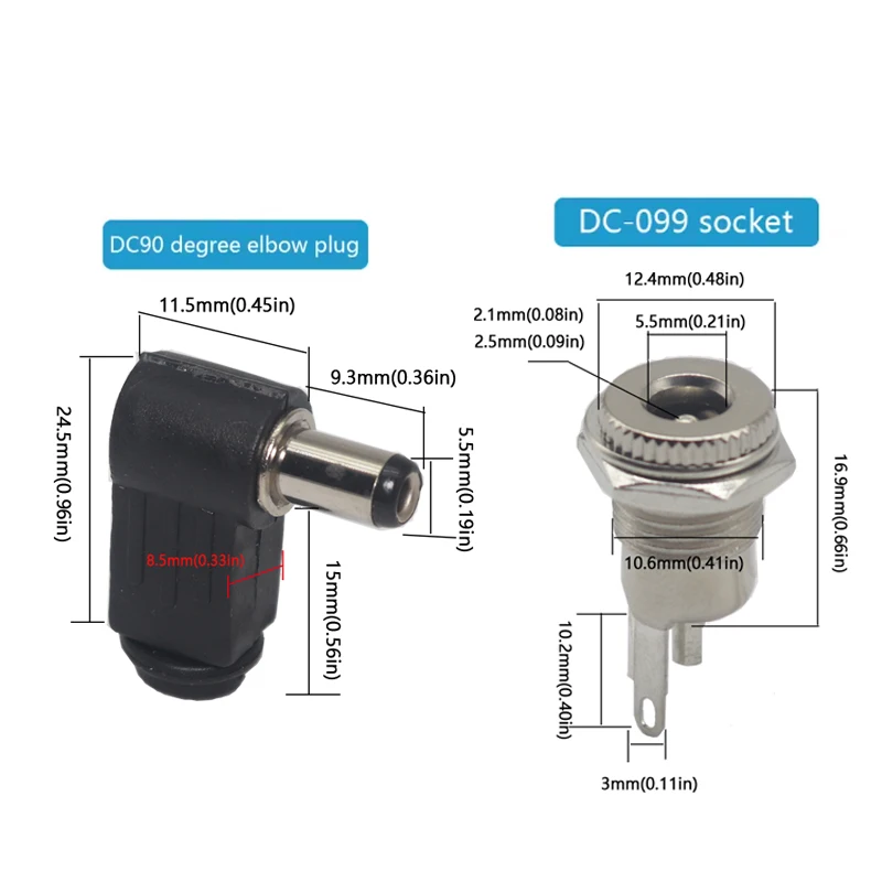 【5PCS】DC direct current power plug and socket 5.5 - 2.1/2.5/3.5 wiring assembly
