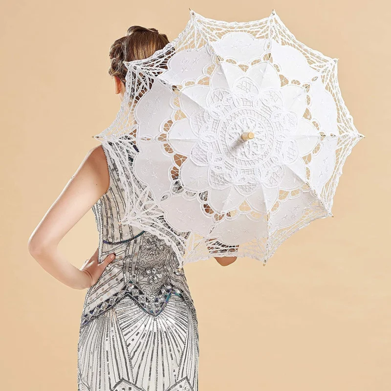 

Wedding Bride Lace Umbrella White Princess Umbrella Wedding Lace Bride Umbrella Wedding Dress Female Photography Props Parasol