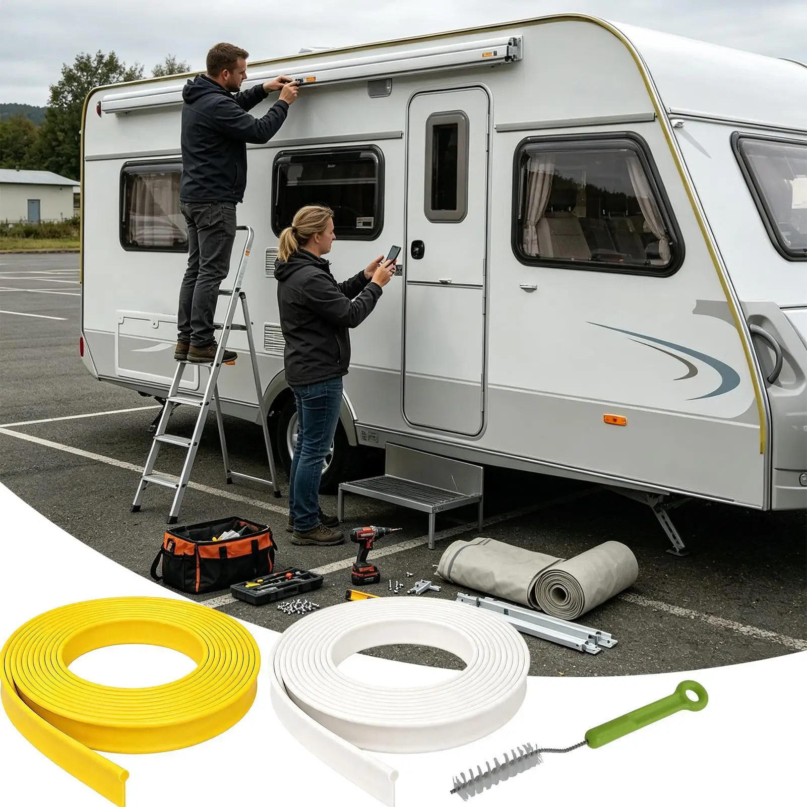 33ft Weather Resistant Cut To Size RV Awning Rail Piping Canopy Track Protector For Motorhome Camper Campervan Commercial