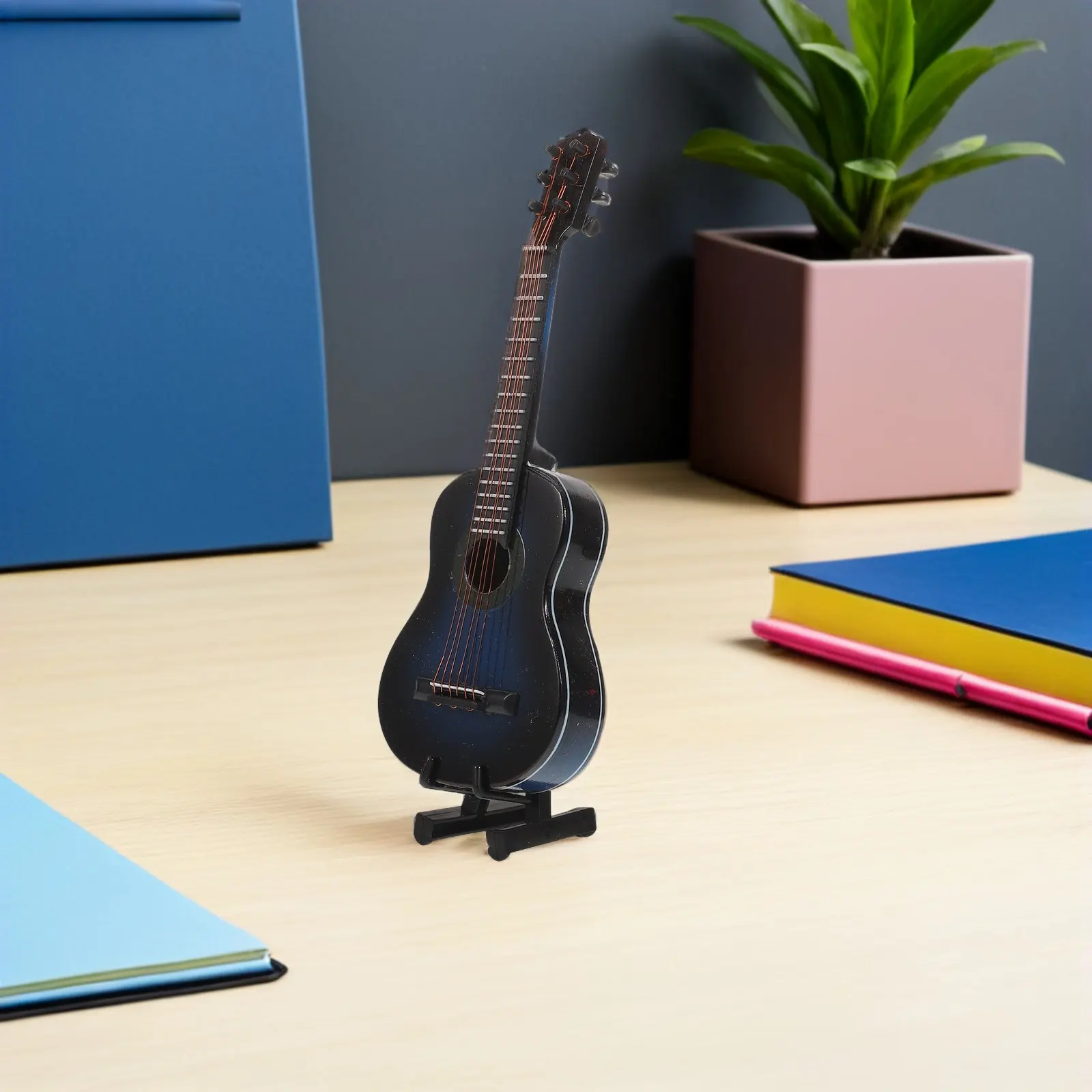 

Миниатюрная классическая гитара в деревенском стиле, деревянная мини-гитара для демонстрации на столе или книжной полке, с чехлом и подставкой, декоративная.