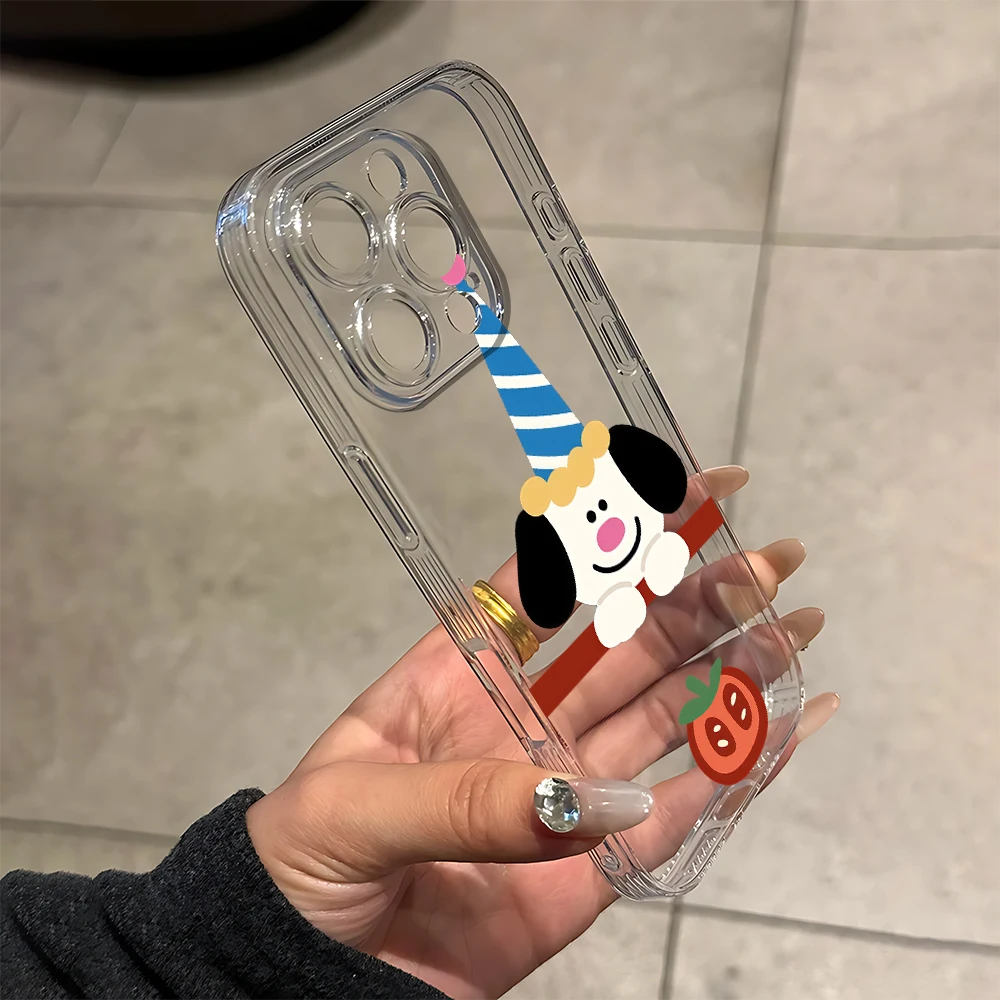 Party hat puppy Silicone Phone Case for iPhone 17 16 15 14 13 12 11 Pro Xs Max Air Mini 7 8 6 6s Plus SE 2020 2022 Cover