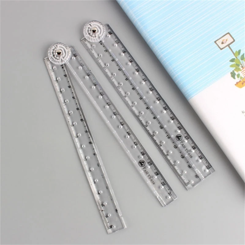 DXAB Acrylics Folding Ruler Clear Straight Ruler, Math Measuring Tool for Student Teacher Drawing, Measuring length 0-30cm