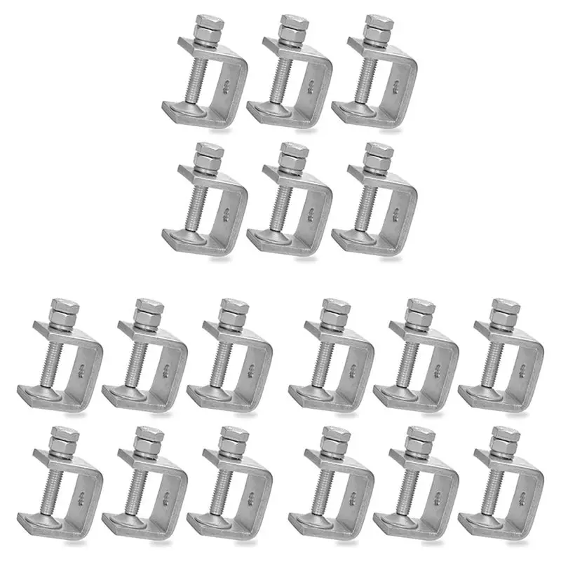 A74E-18 Pcs 1 Inch Stainless Steel Small C-Clamp For Woodworking, Heavy Duty Metal U-Clamps Mini Desk Tiger-Clamp