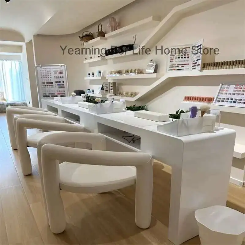

White Chair Nail Desk Workstation Design Organiser European Nail Desk Luxury Nordic Tavolo Manicure Professionale Furniture