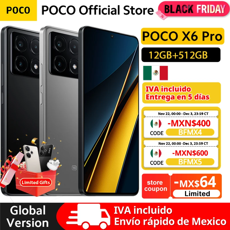 IVA Incluido POCO X6 Pro 5G Global Version Smartphone Dimensity 8300-Ultra  67W turbo charging 6.67