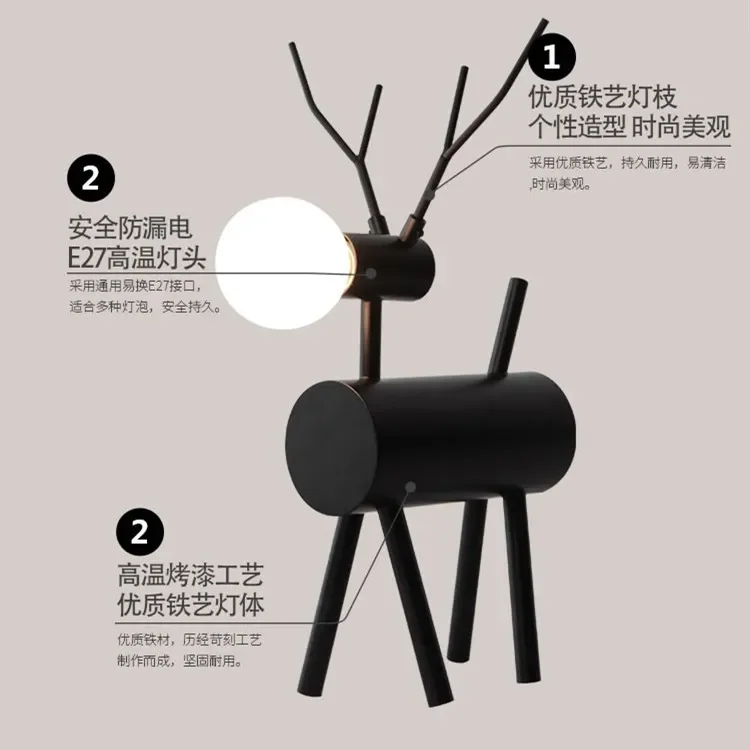 Lampe de Table LED Créative en Forme de Cerf pour Chambre d'Enfant, Design Simple, Europe du Nord