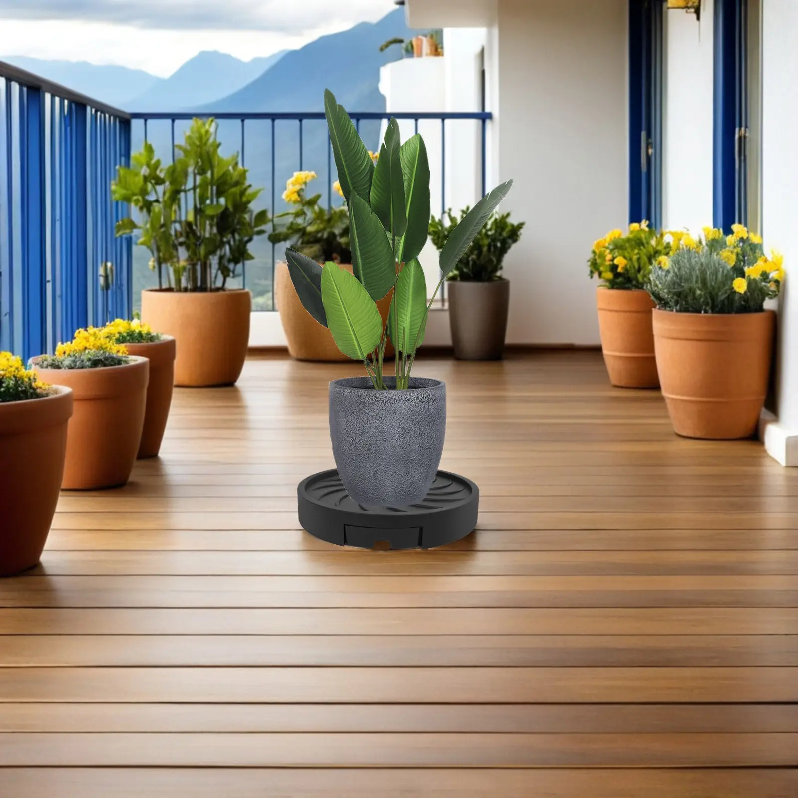 Plastic Movable Flower Pot Tray Round Plant Stand Hidden Wheels Rolling Caddy Heavy Pot Holder Indoor Outdoor Garden Drip Saucer