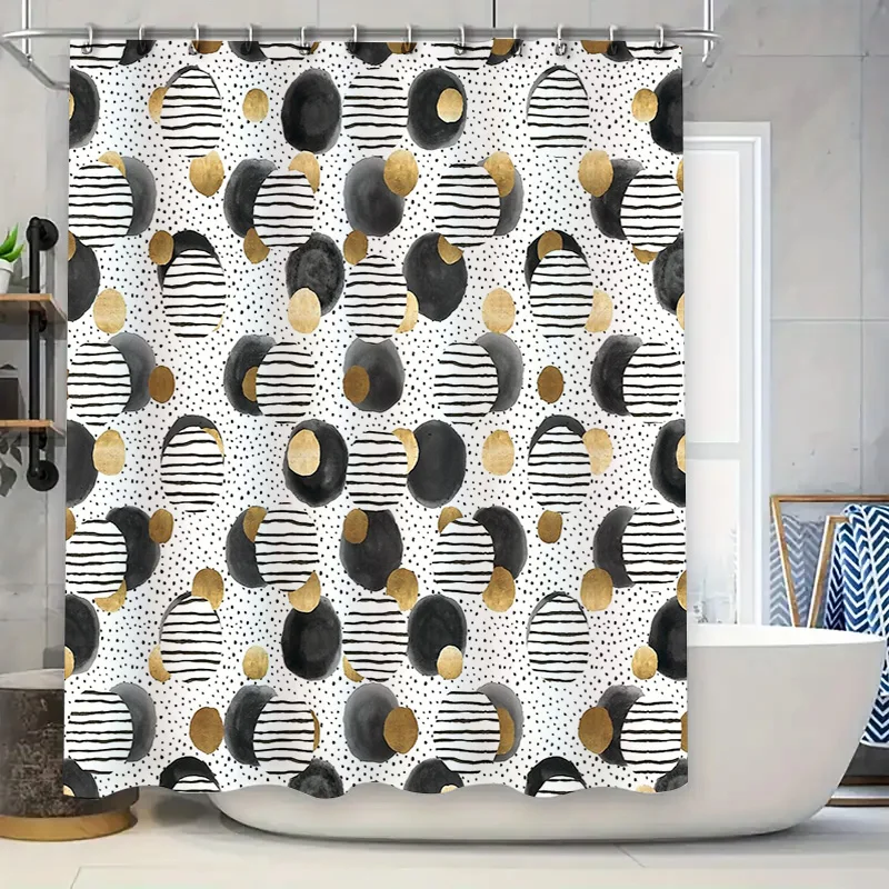 

Boho Shower Curtain Set Modern Abstract Geometric Art Bathroom Decor Waterproof Fabric Liner Vintage Farmhouse Style