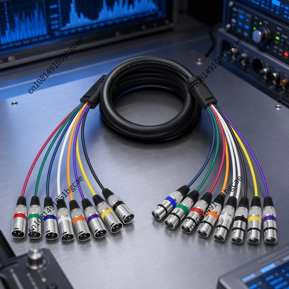 8-Channel XLR Snake Cable Male to Female Balanced Audio Cord Zinc Alloy Nickel-Plated for Mixer Stage Box Live Sound