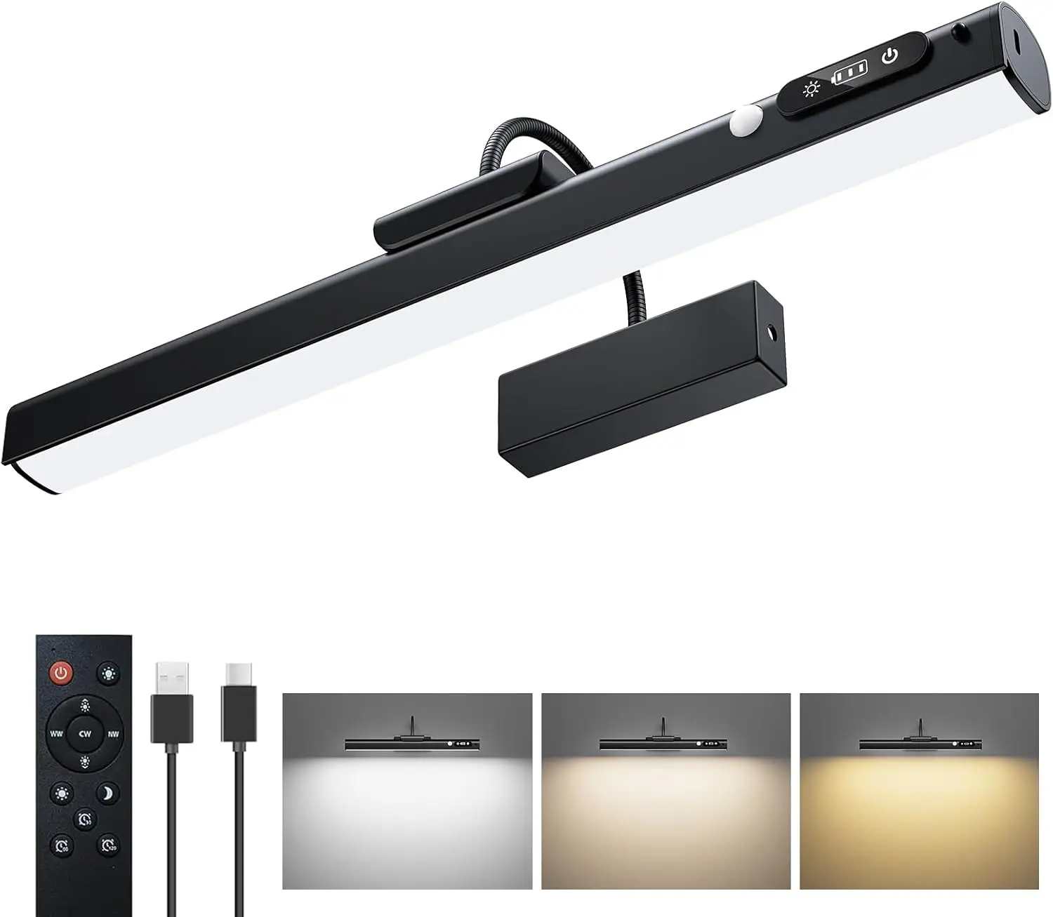 

Picture Lights for Wall with Motion Sensor 7800mAh Rechargeable Battery Picture Light for Paintings Portraits Wall Decor