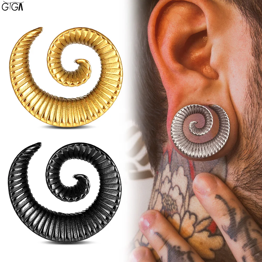 Giga 2 szt. Fajne spiralne tunele do uszu, ekspandery, rozciągacze dla kobiet, stal nierdzewna, biżuteria do piercingu ciała