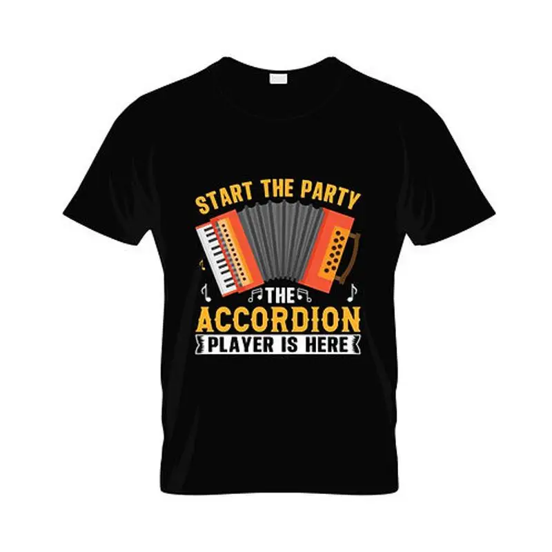 Start The Party The Accordion Player Is Here Typography T-Shirt