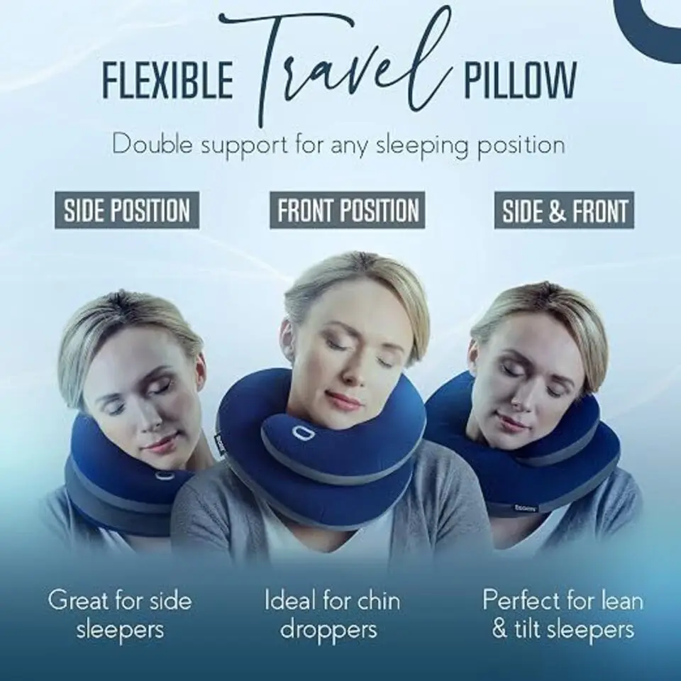 Memory Foam Neck Pillow G Shaped Airplane Head Rest Support Sleep Cushion Portable Travel Business Trips Prevents Neck Strain