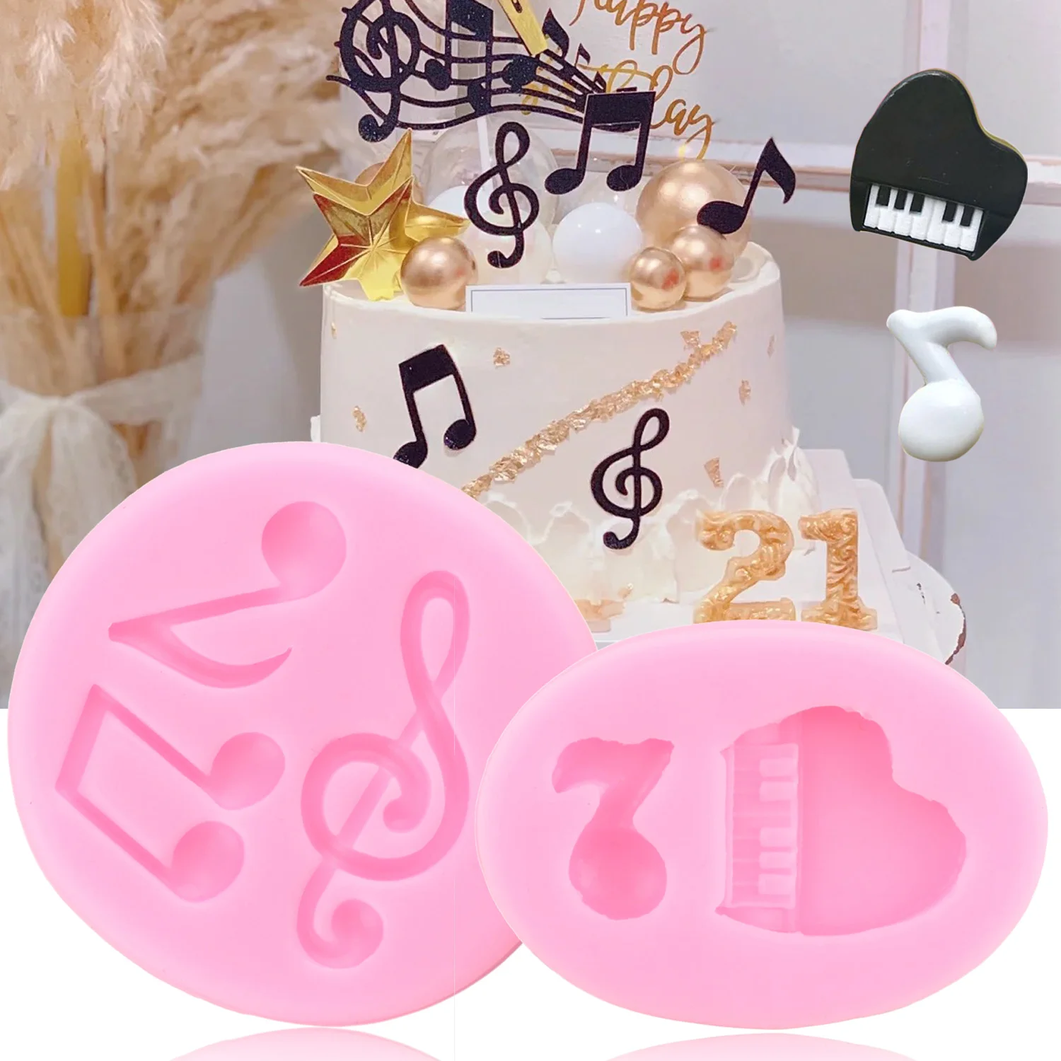 Music Note Silicone Molds Piano Saxophone Fondant Mold Cake Decorating Tools Chocolate Gumpaste Mould Candy Resin Clay Moulds