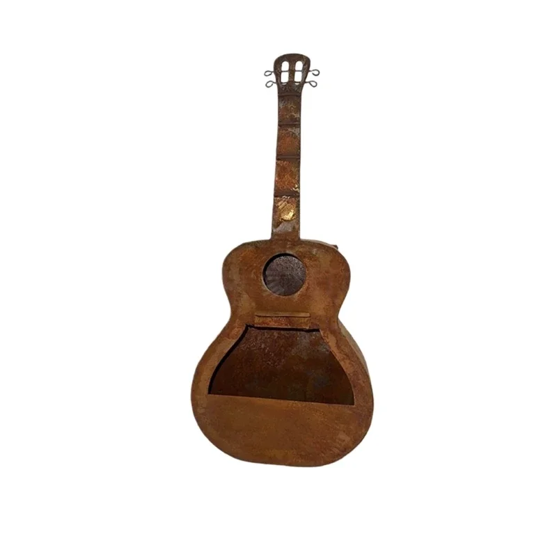 Hanging Wall Planter Pot Wall Mounted Guitar Flower Pot, Metal Hanging Wall Pocket for Garden Fence Display, Front Open Y5GB