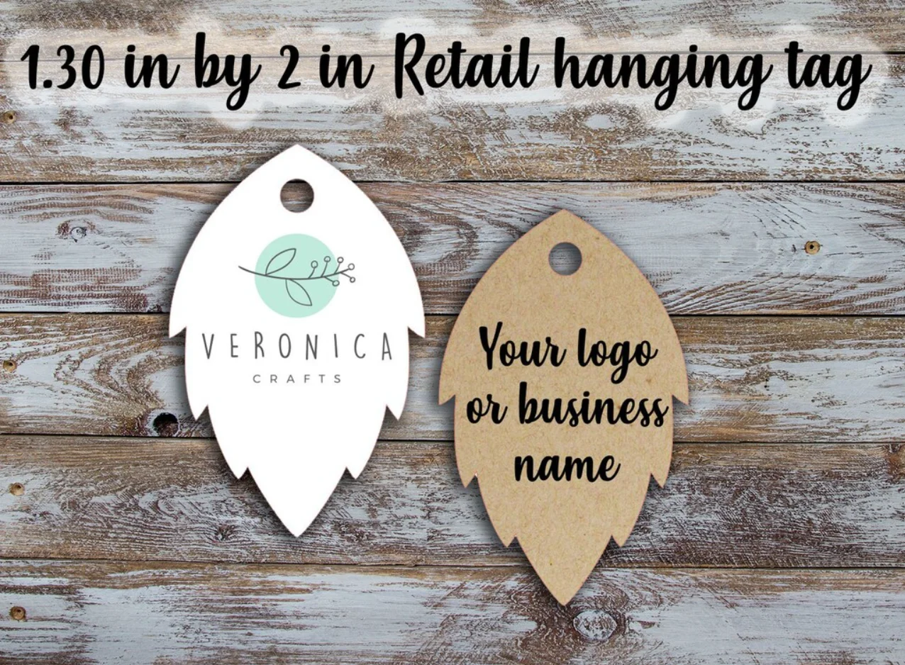 50pcs Custom Leaf tags -1.30 inch by 2 inch, Customized Small Price Tags, Jewelry Hang Tags, Labels, retail pricing