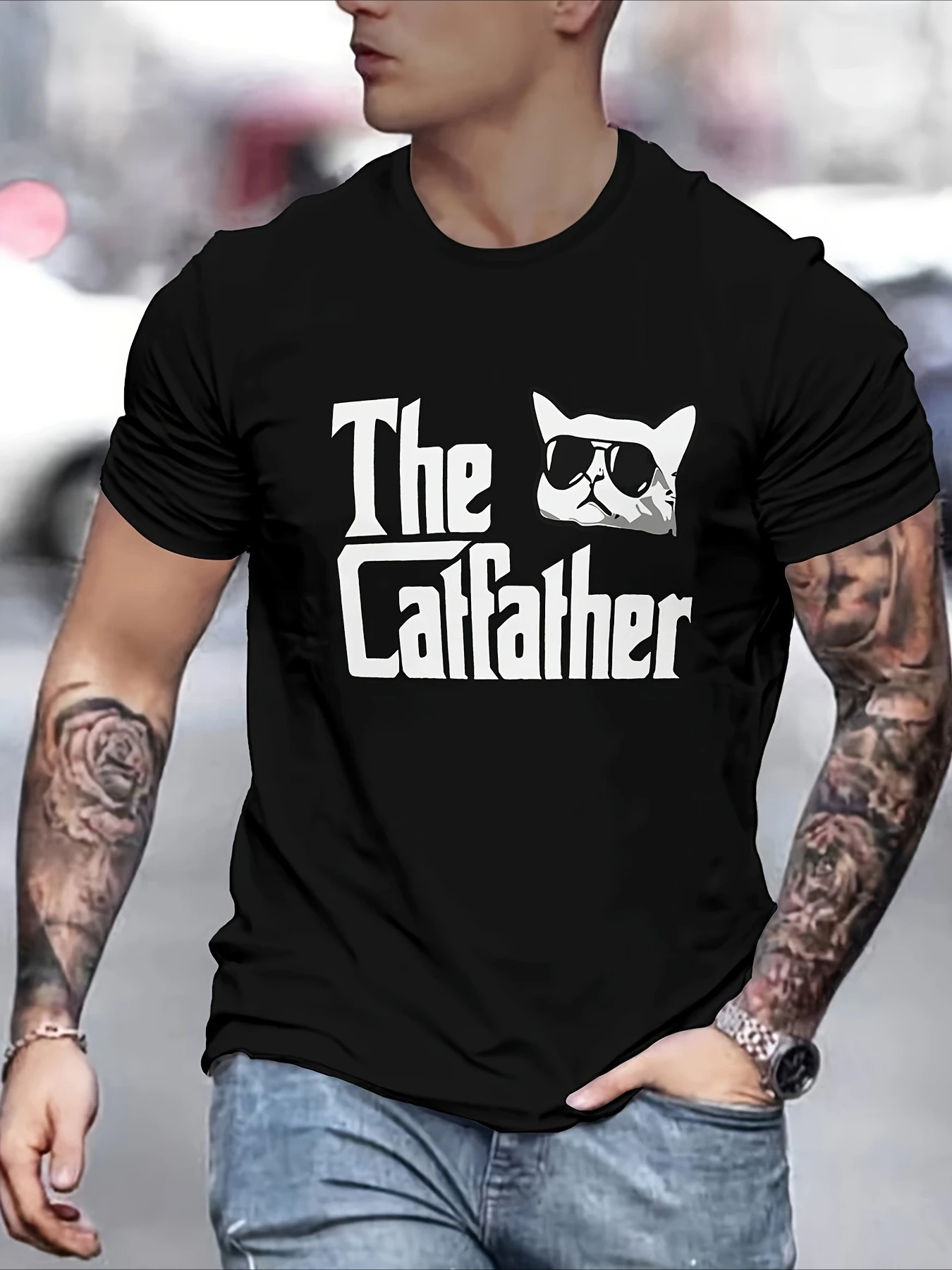 

Glasses Cat Graphic Printing Summer Autumn Winter Pure Cotton Casual and Comfortable Men's and Women's T-shirts Short Sleeves
