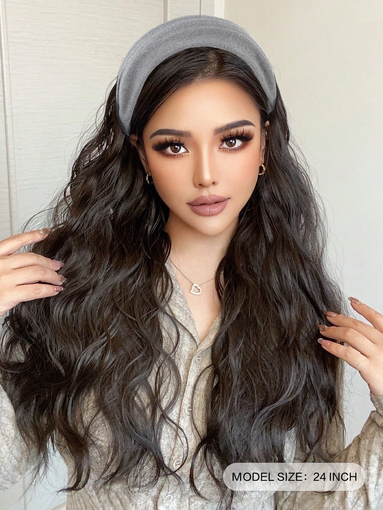 Synthetic Long Wavy Headband Half Wig Clip in Hair Extension Natural Fluffy Hairpiece With HairBand Wig Women Hair Accessories